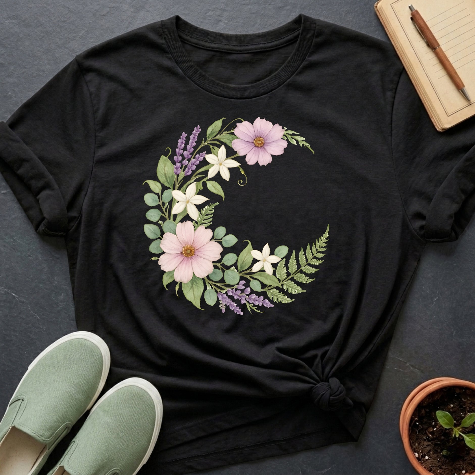 Floral Moon Organic T-Shirt