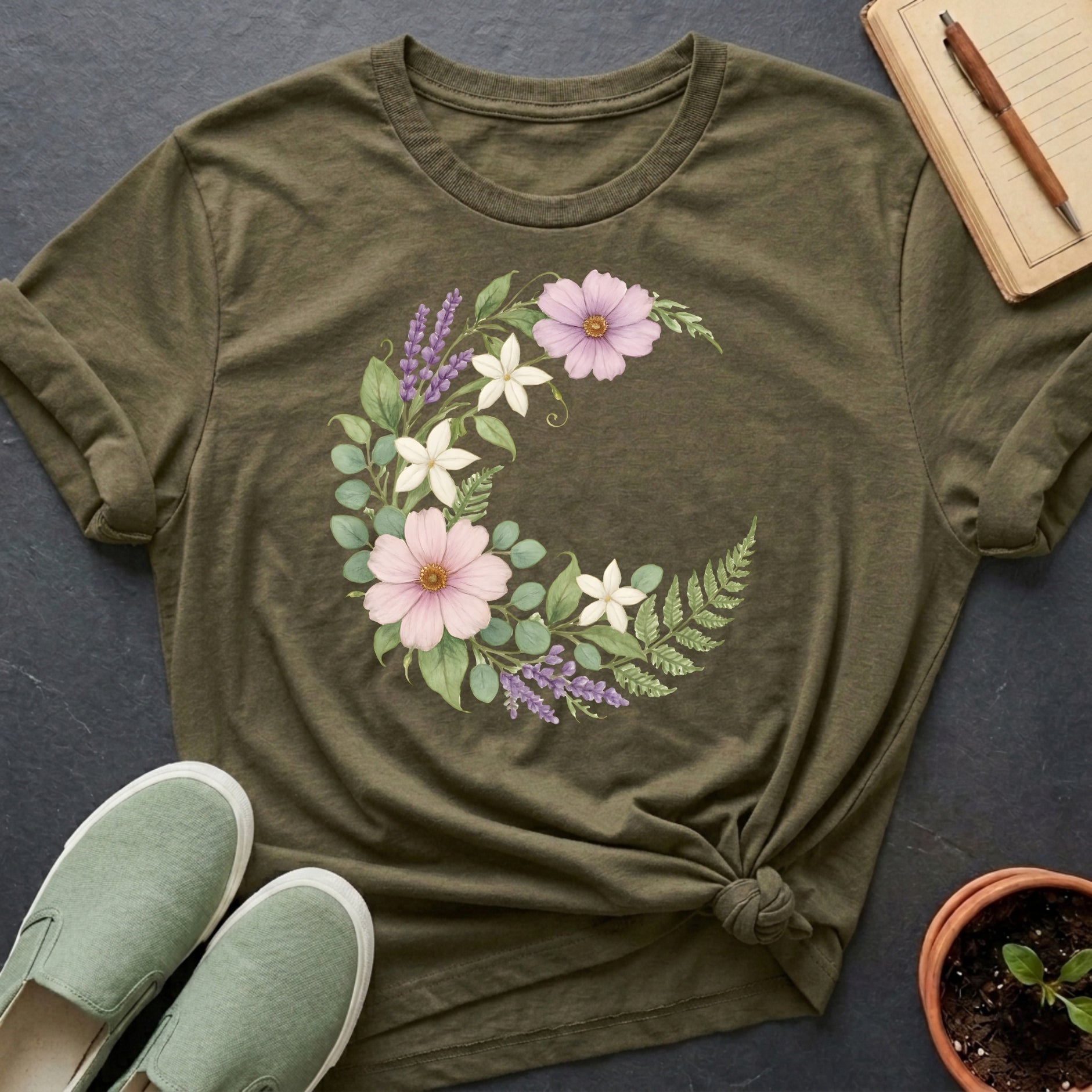 Floral Moon Organic T-Shirt