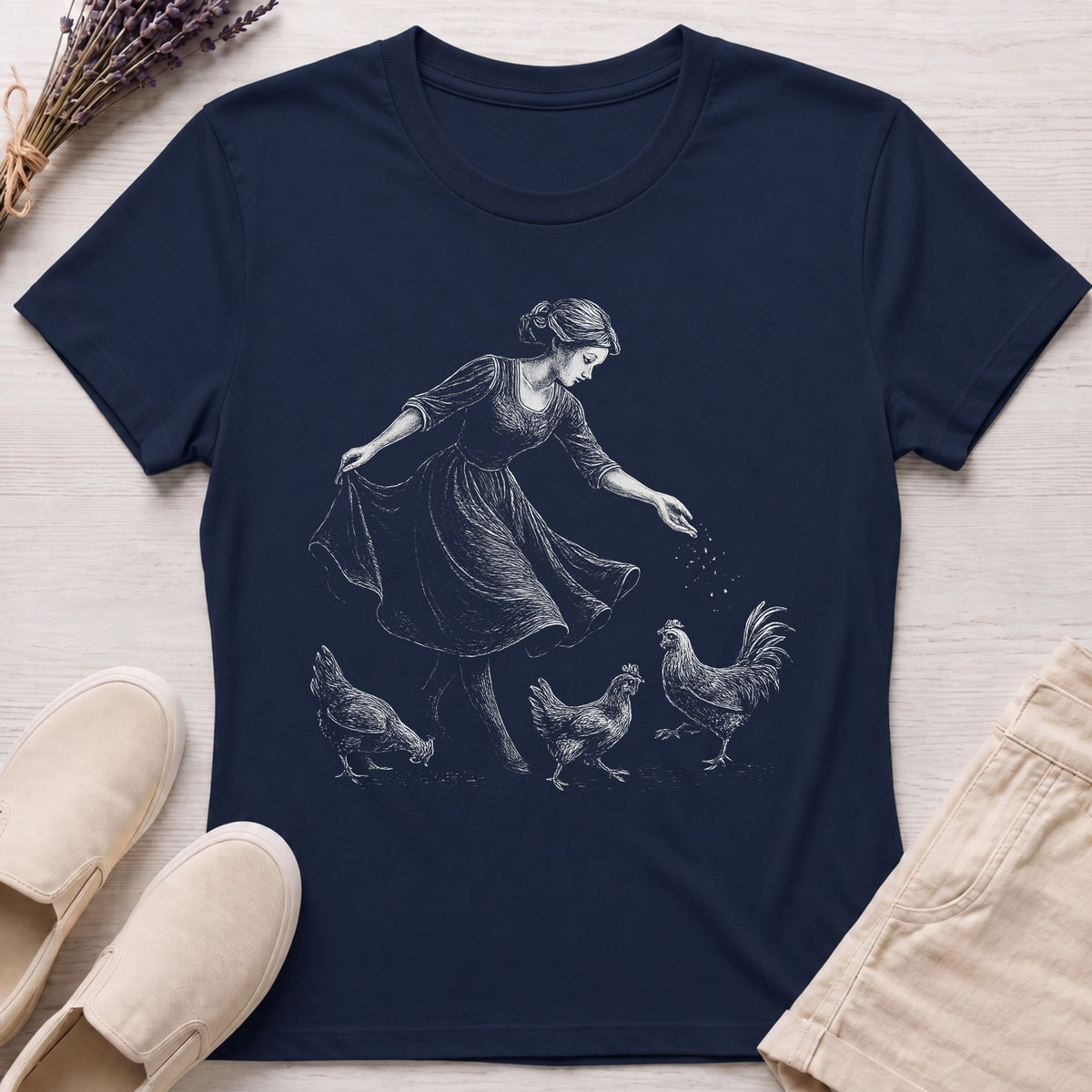 Vintage Feeding Chickens Organic T-Shirt