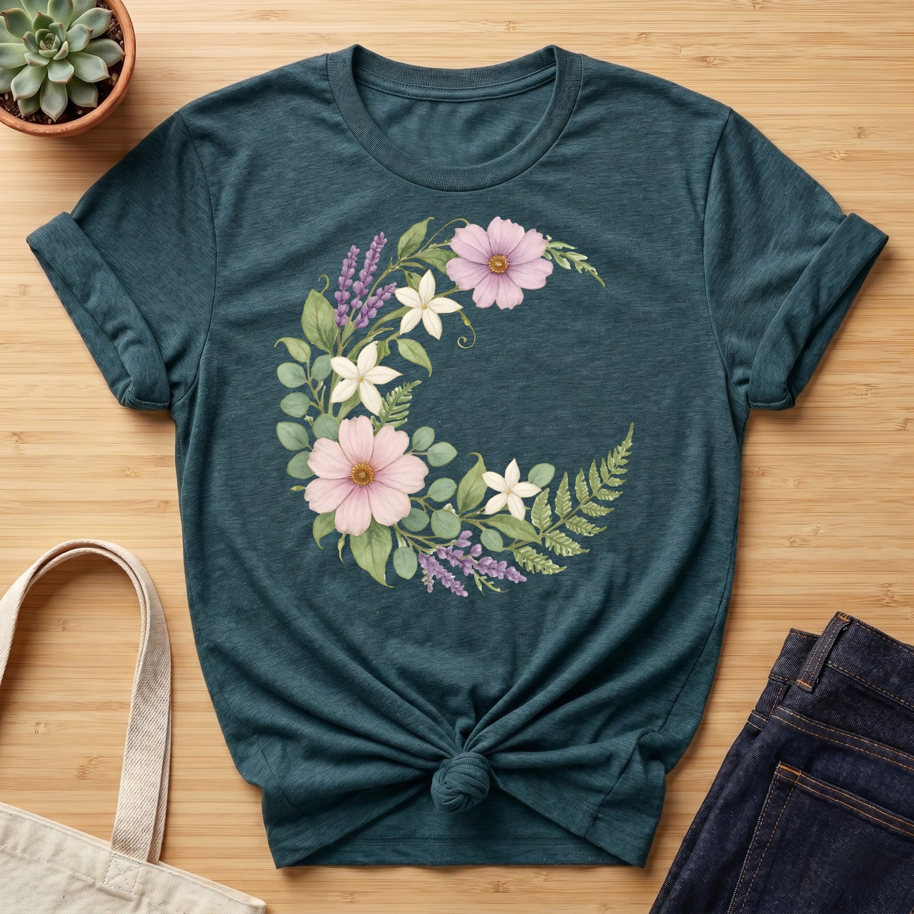 Floral Moon Organic T-Shirt
