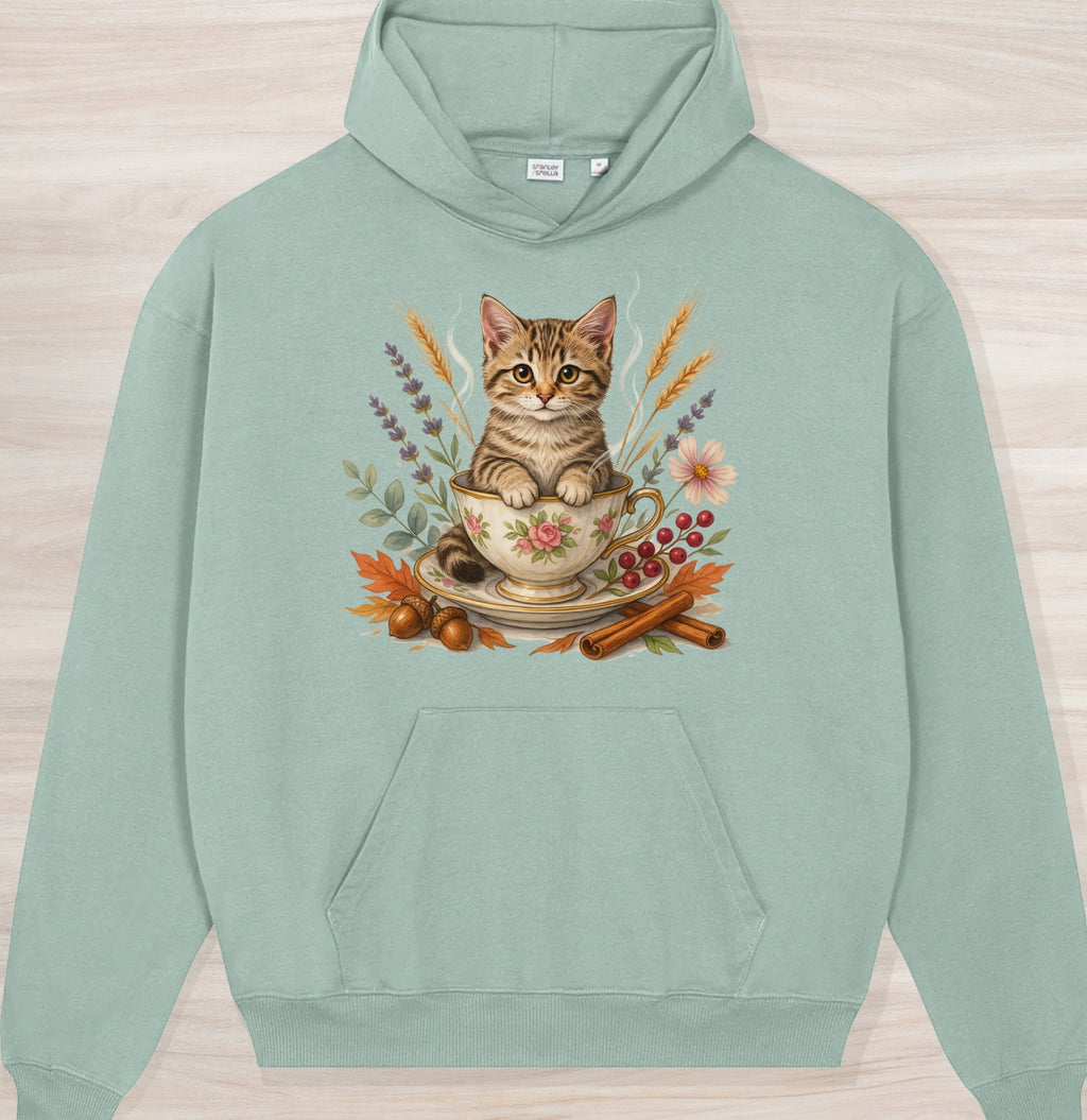 Fall Teacup Kitten Organic Oversized Hoodie