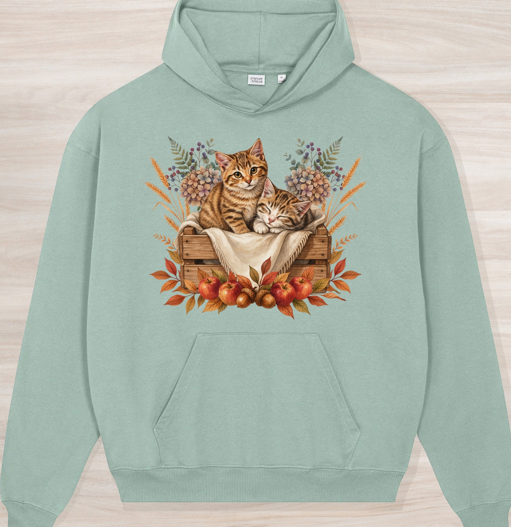 Fall Sleepy Kittens Organic Oversized Hoodie