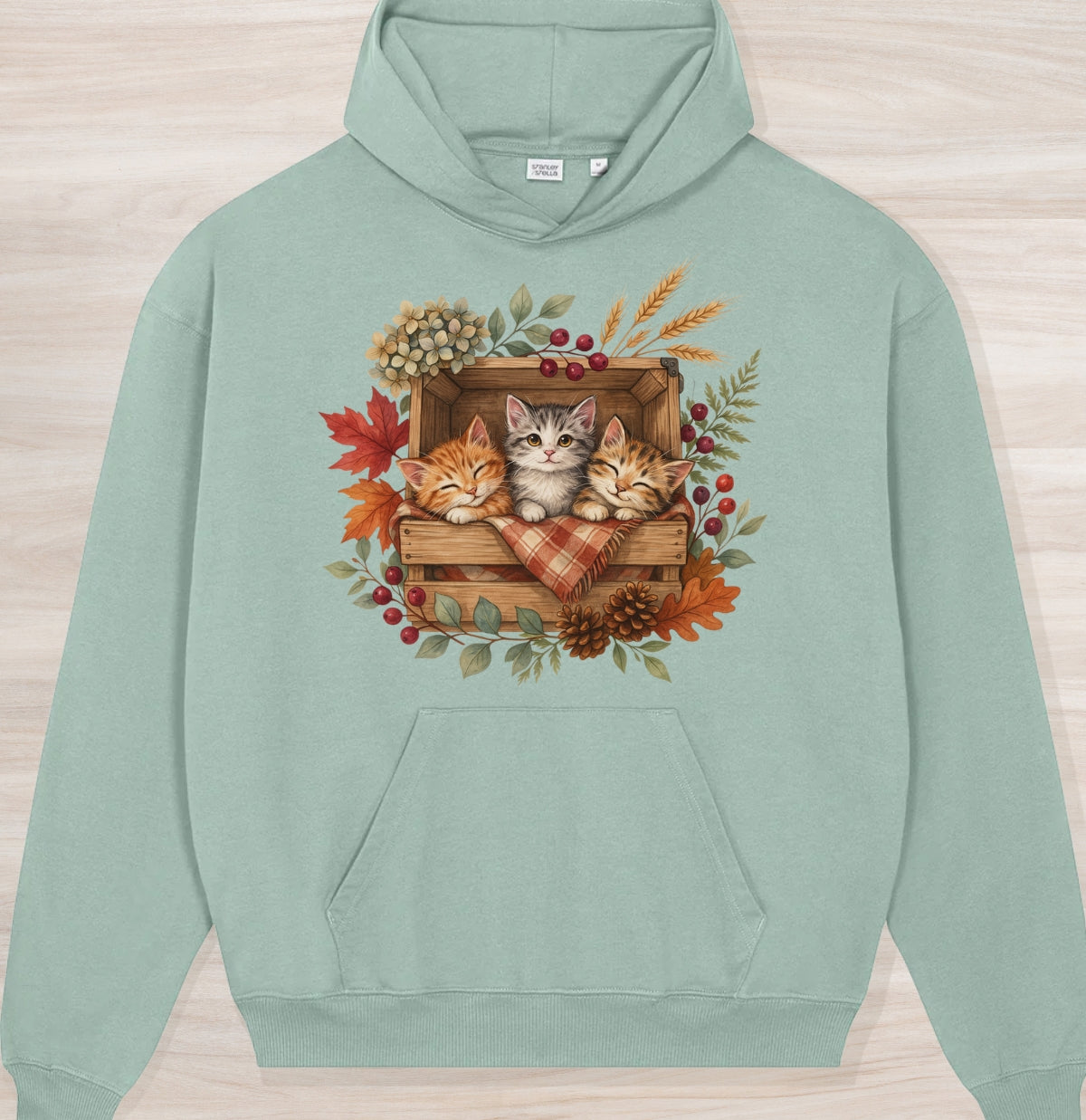 Fall Sleepy Kittens III Organic Oversized Hoodie