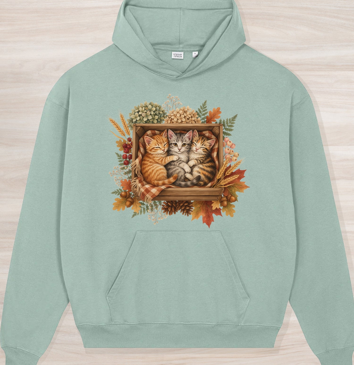 Fall Sleepy Kittens II Organic Oversized Hoodie
