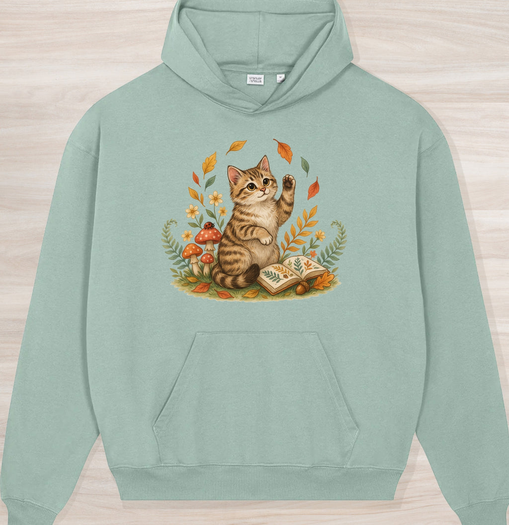 Fall Nature Kitten Organic Oversized Hoodie
