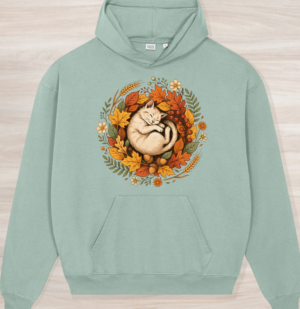 Fall Sleeping Cat Organic Oversized Hoodie