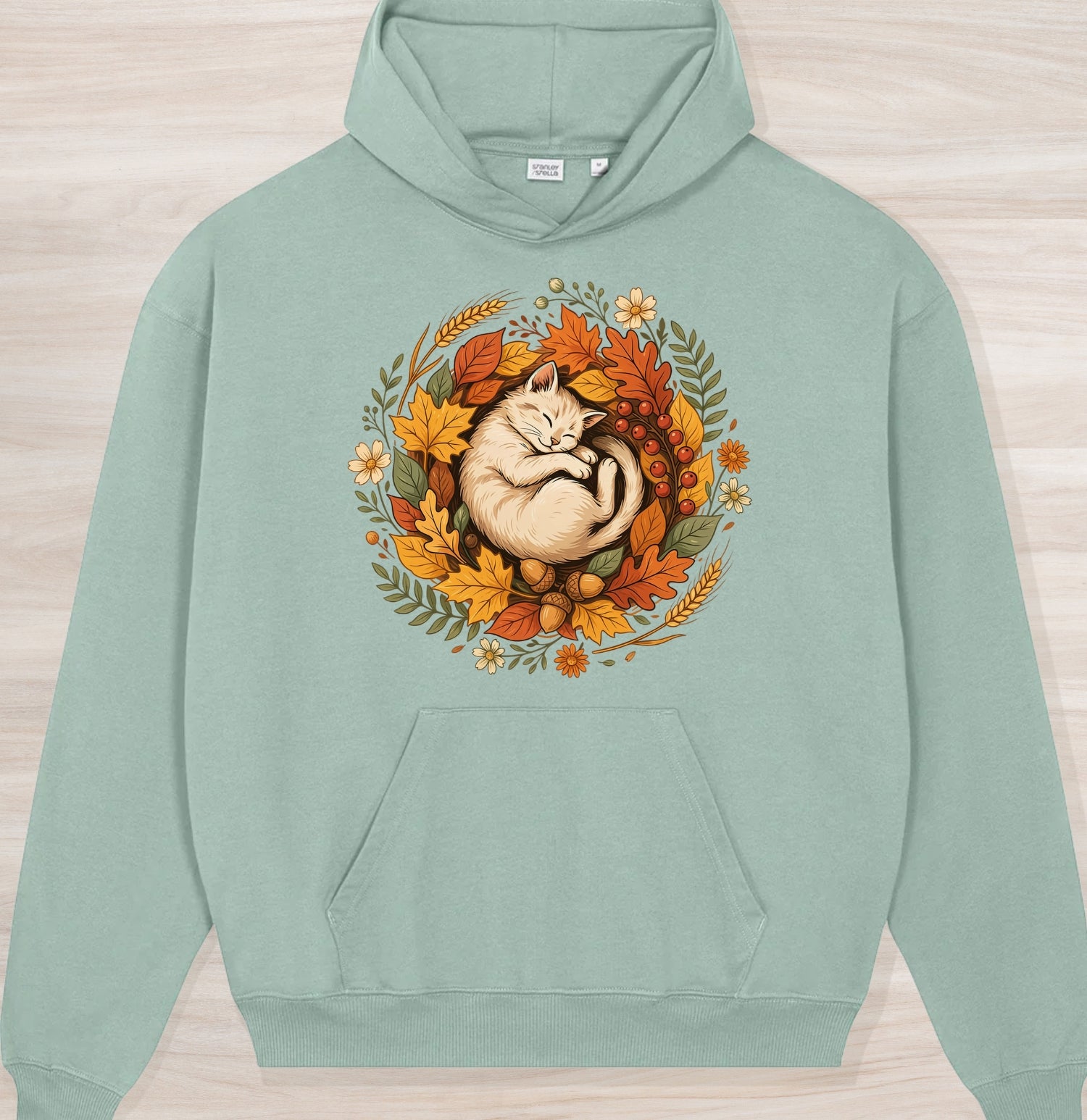 Fall Sleeping Cat Organic Oversized Hoodie