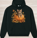 Fall Pumpkin Kitten Organic Oversized Hoodie