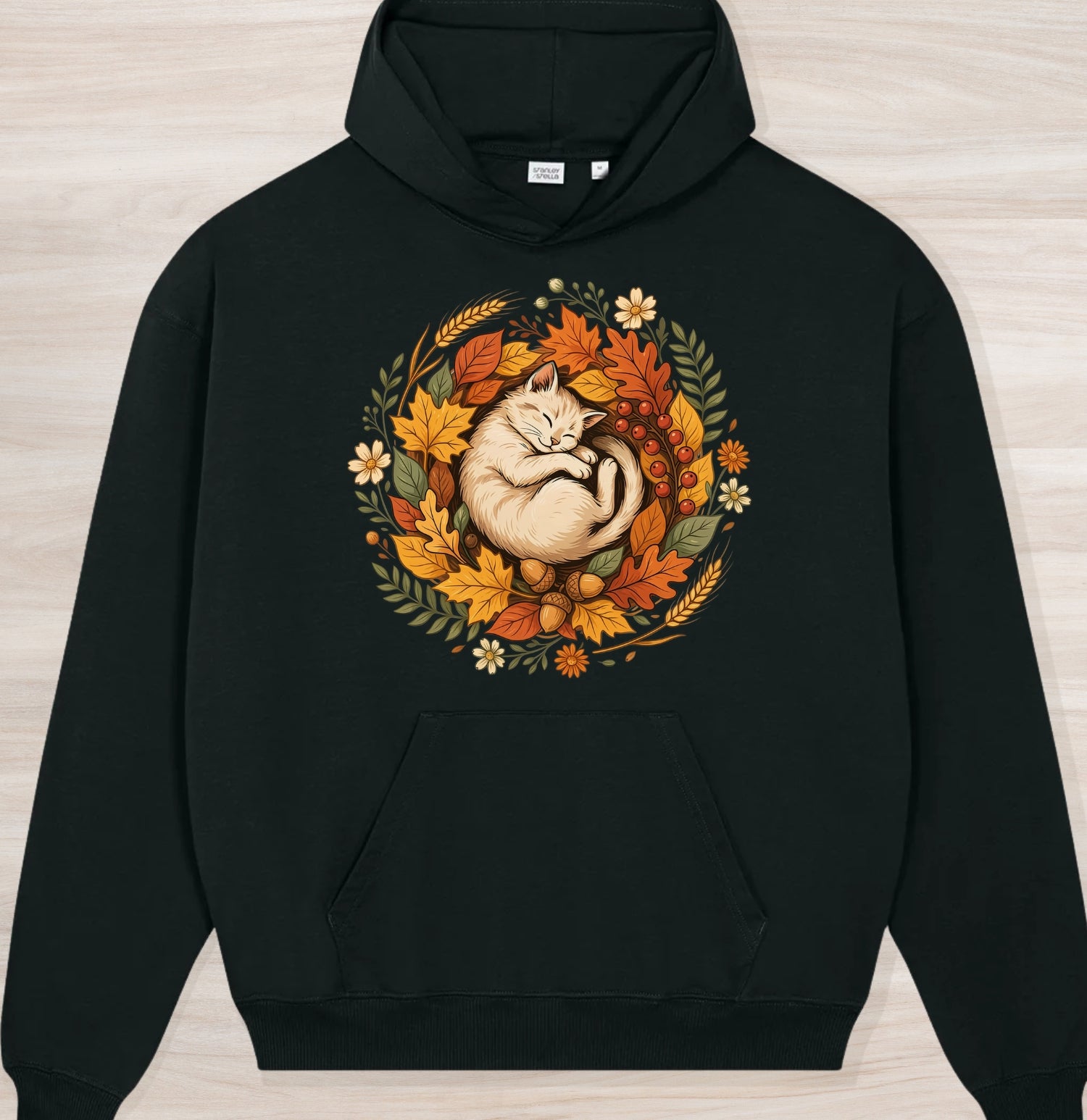 Fall Sleeping Cat Organic Oversized Hoodie