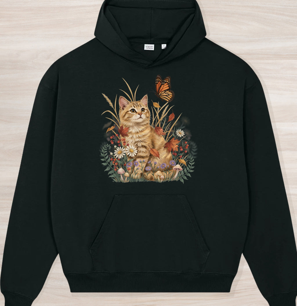 Fall Nature Kitten Organic Oversized Hoodie