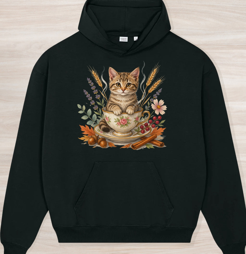 Fall Teacup Kitten Organic Oversized Hoodie