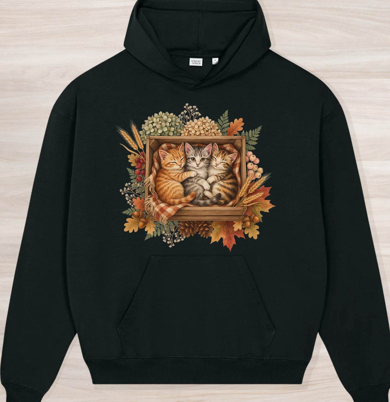 Fall Sleepy Kittens II Organic Oversized Hoodie