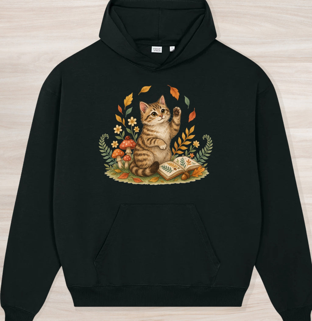 Fall Nature Kitten Organic Oversized Hoodie