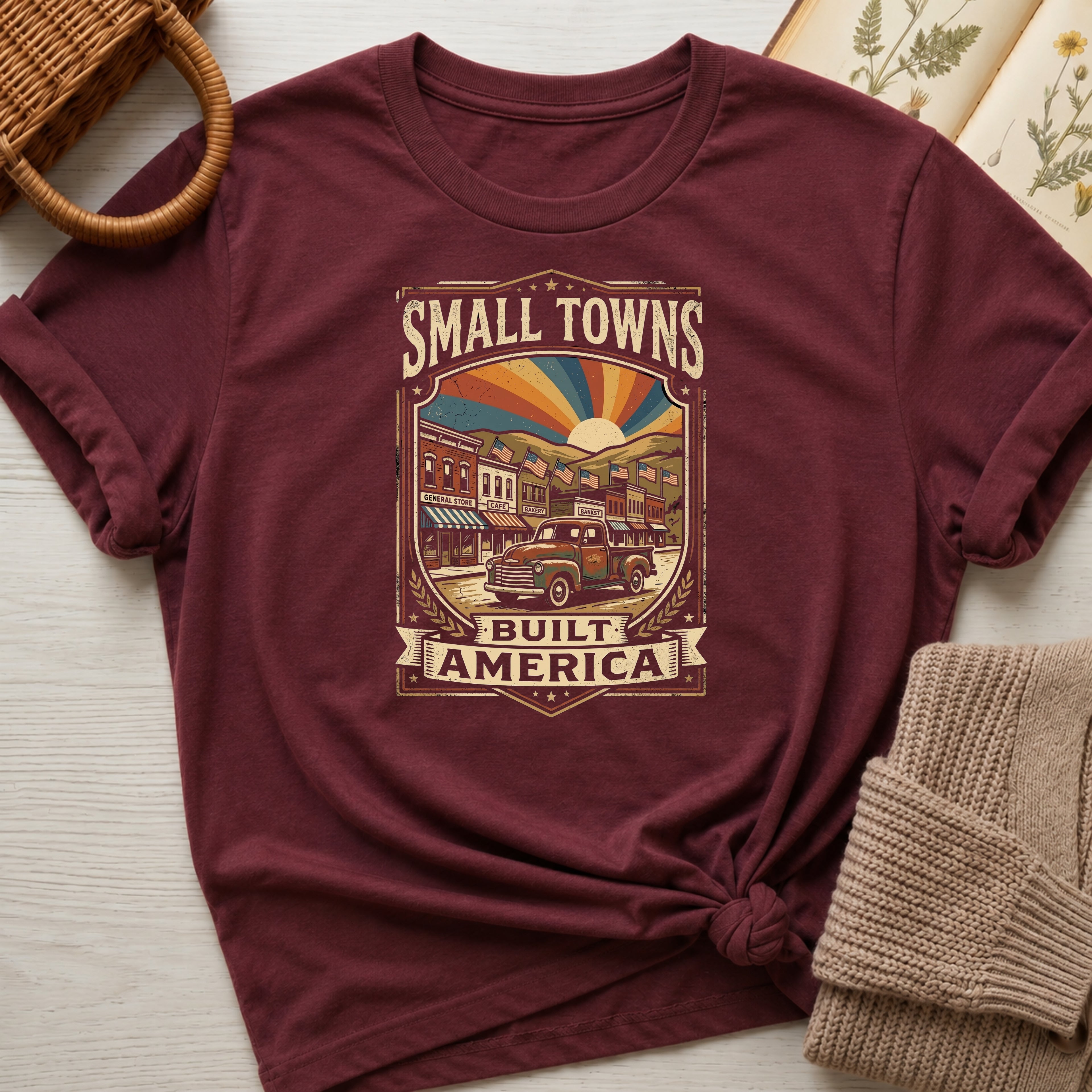 Small Towns Built America Organic T-Shirt