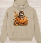 Fall Pumpkin Kitten Organic Oversized Hoodie