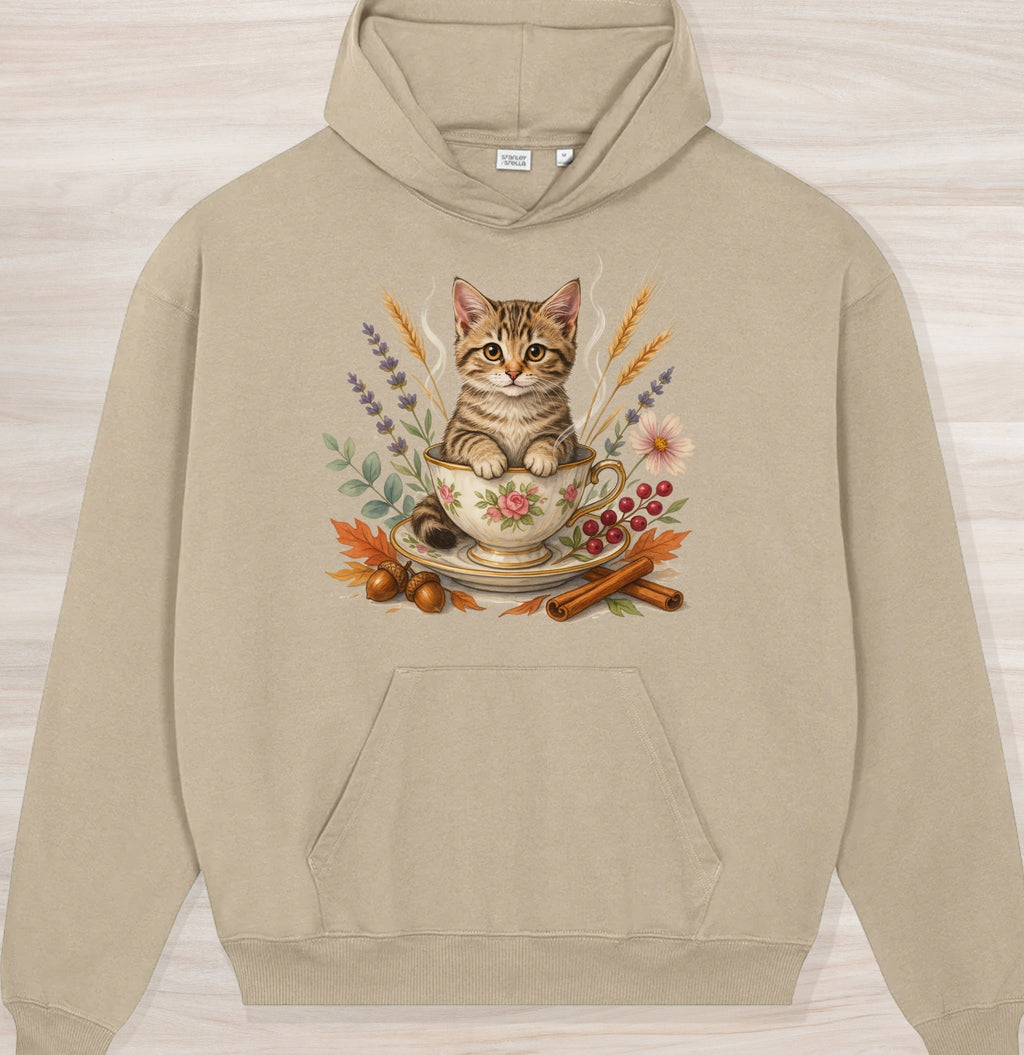 Fall Teacup Kitten Organic Oversized Hoodie