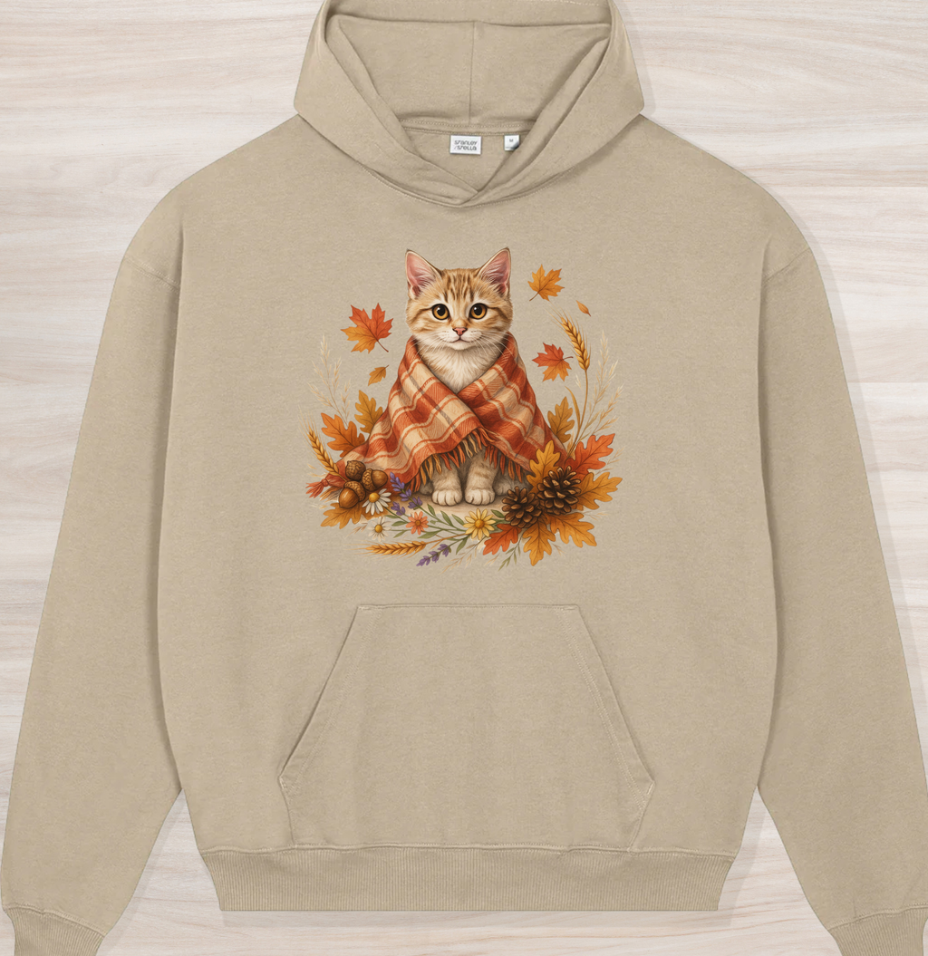 Fall Cozy Kitten Organic Oversized Hoodie