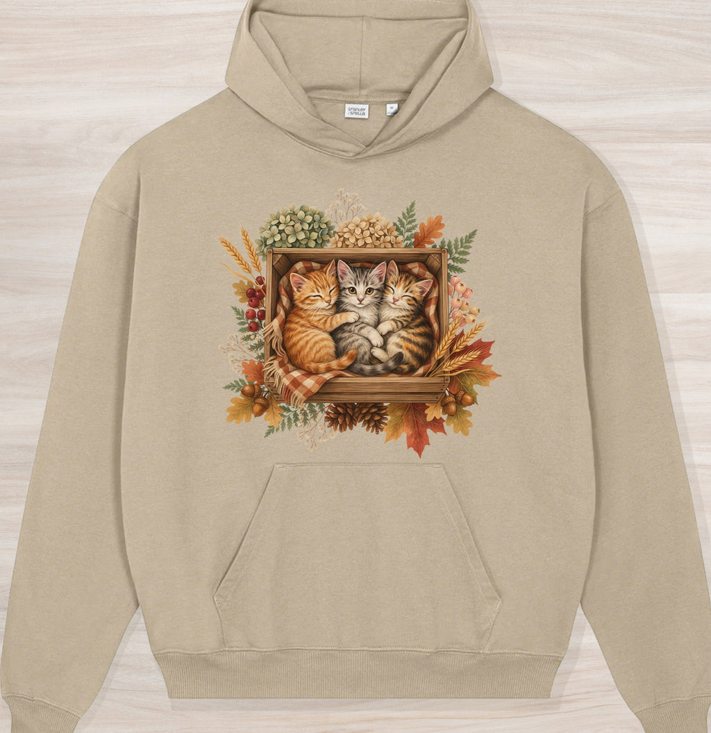 Fall Sleepy Kittens II Organic Oversized Hoodie