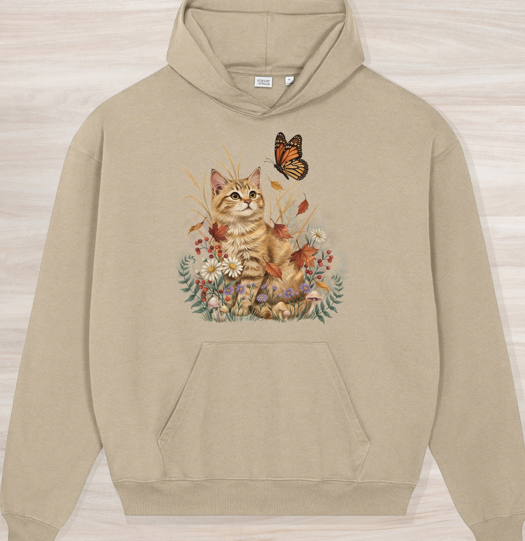 Fall Nature Kitten Organic Oversized Hoodie