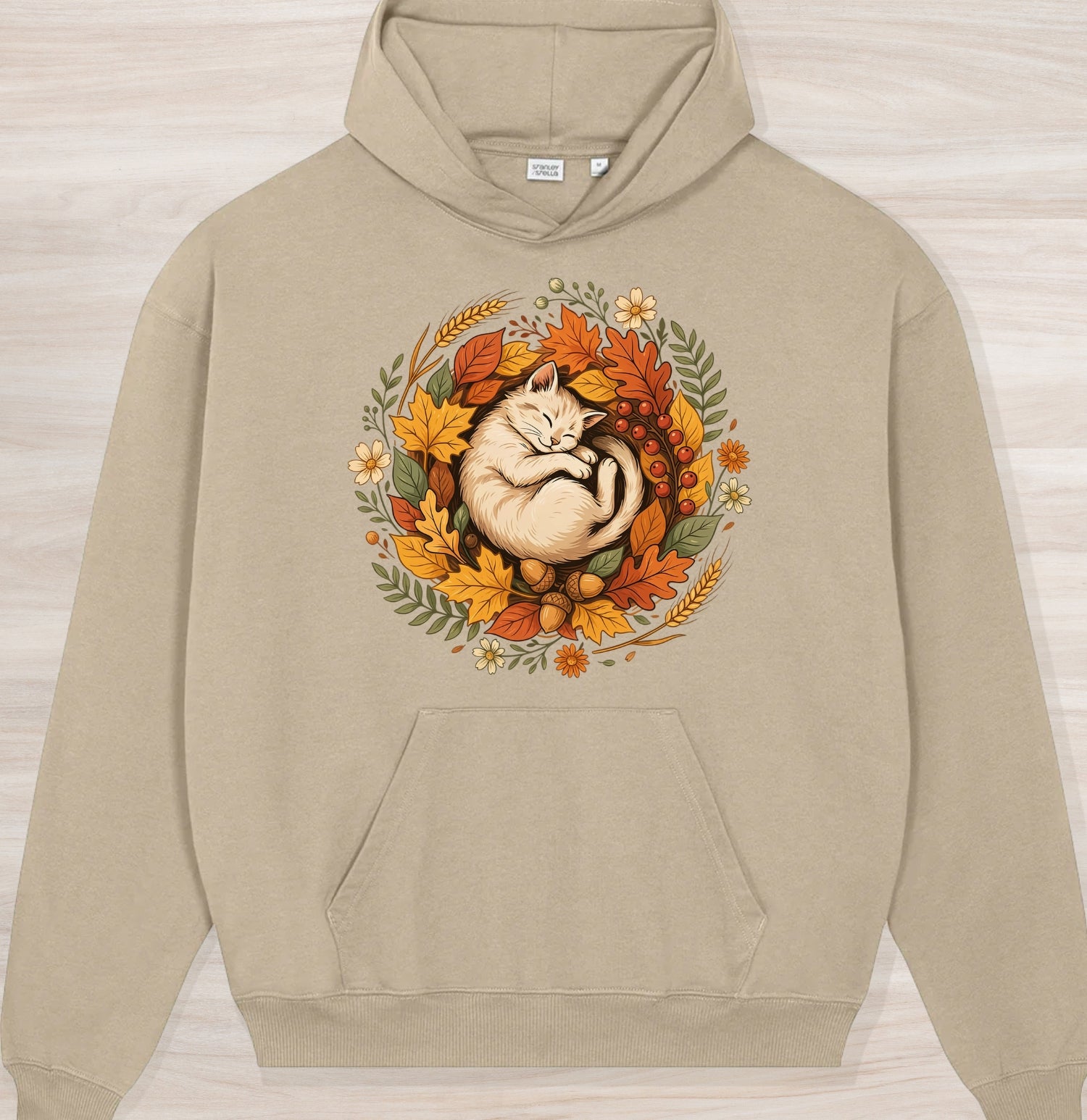 Fall Sleeping Cat Organic Oversized Hoodie