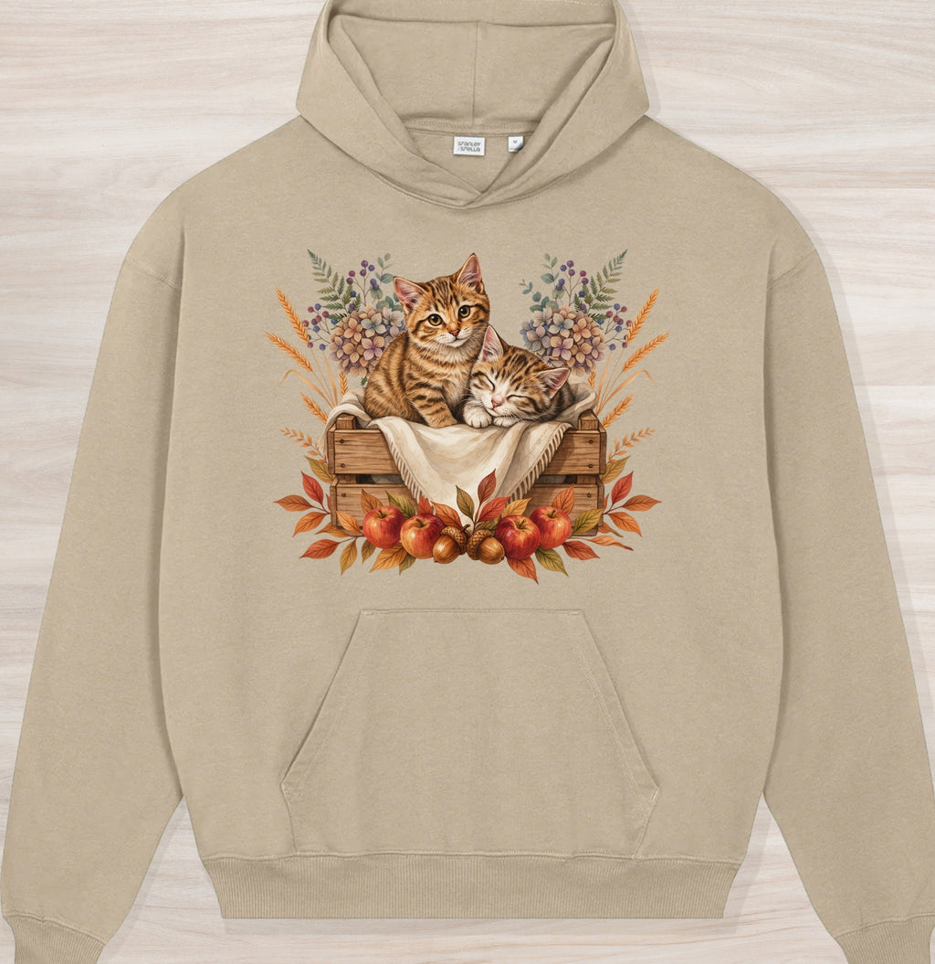 Fall Sleepy Kittens Organic Oversized Hoodie