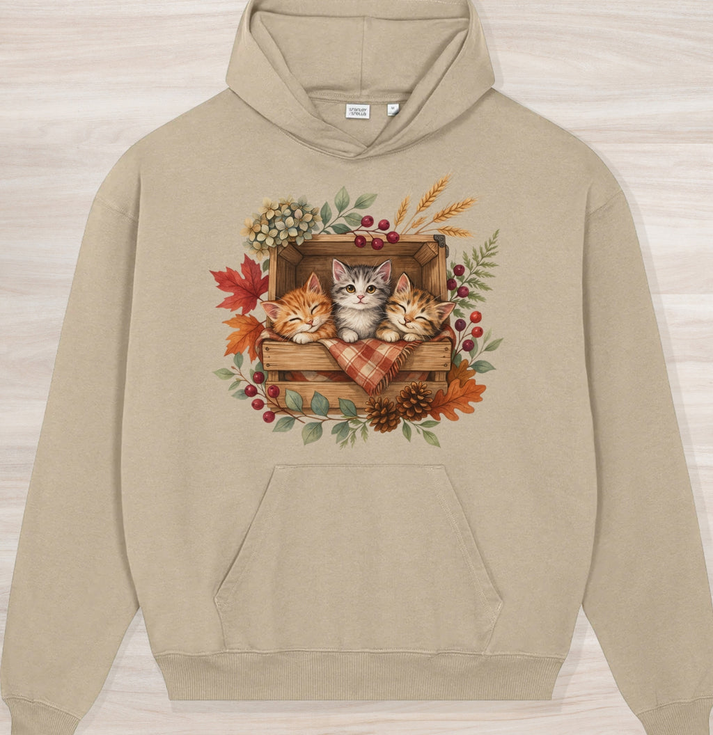 Fall Sleepy Kittens III Organic Oversized Hoodie