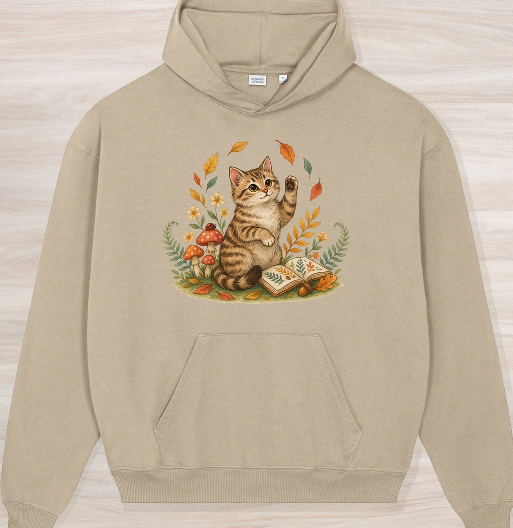 Fall Nature Kitten Organic Oversized Hoodie