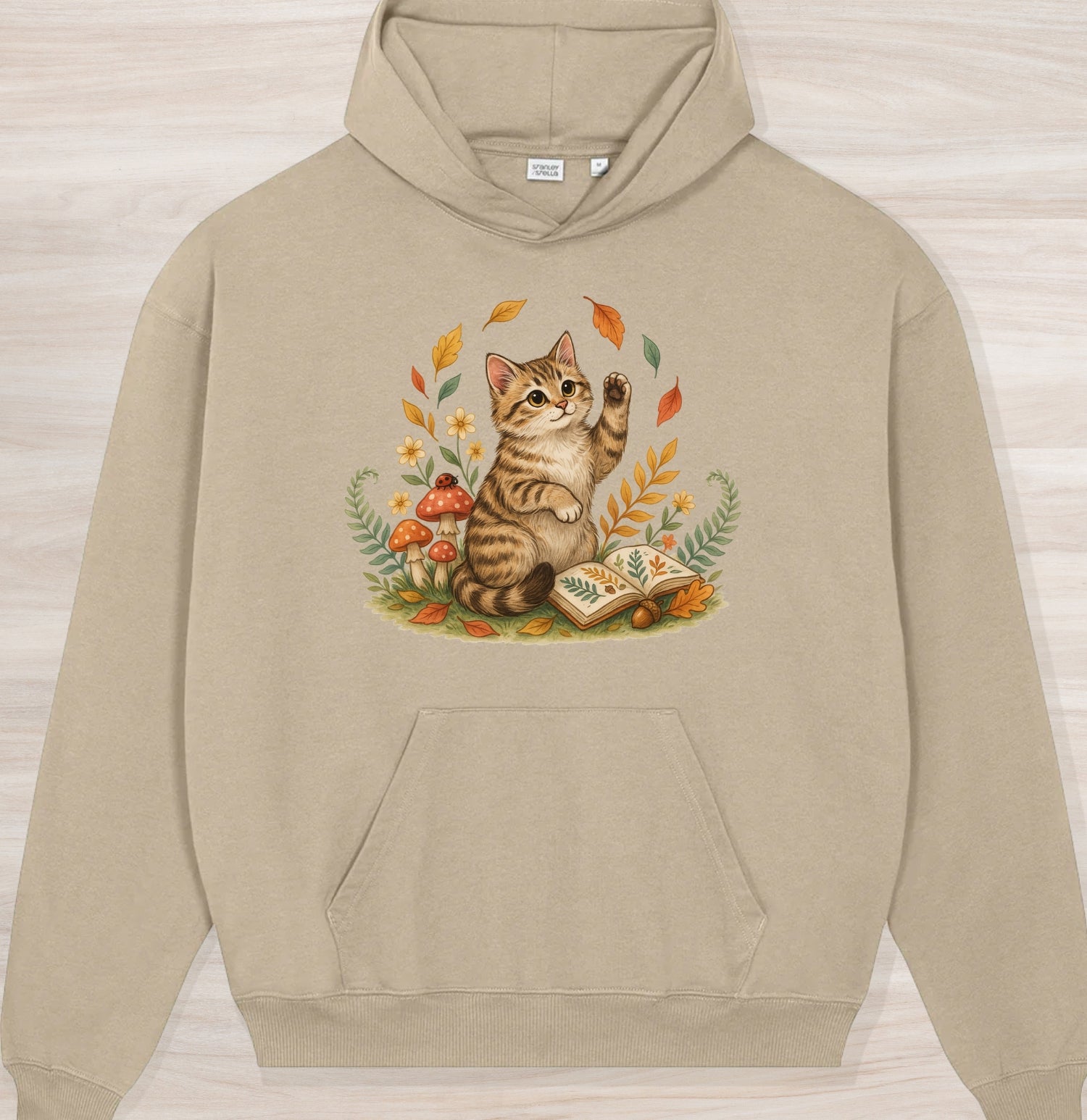 Fall Nature Kitten Organic Oversized Hoodie