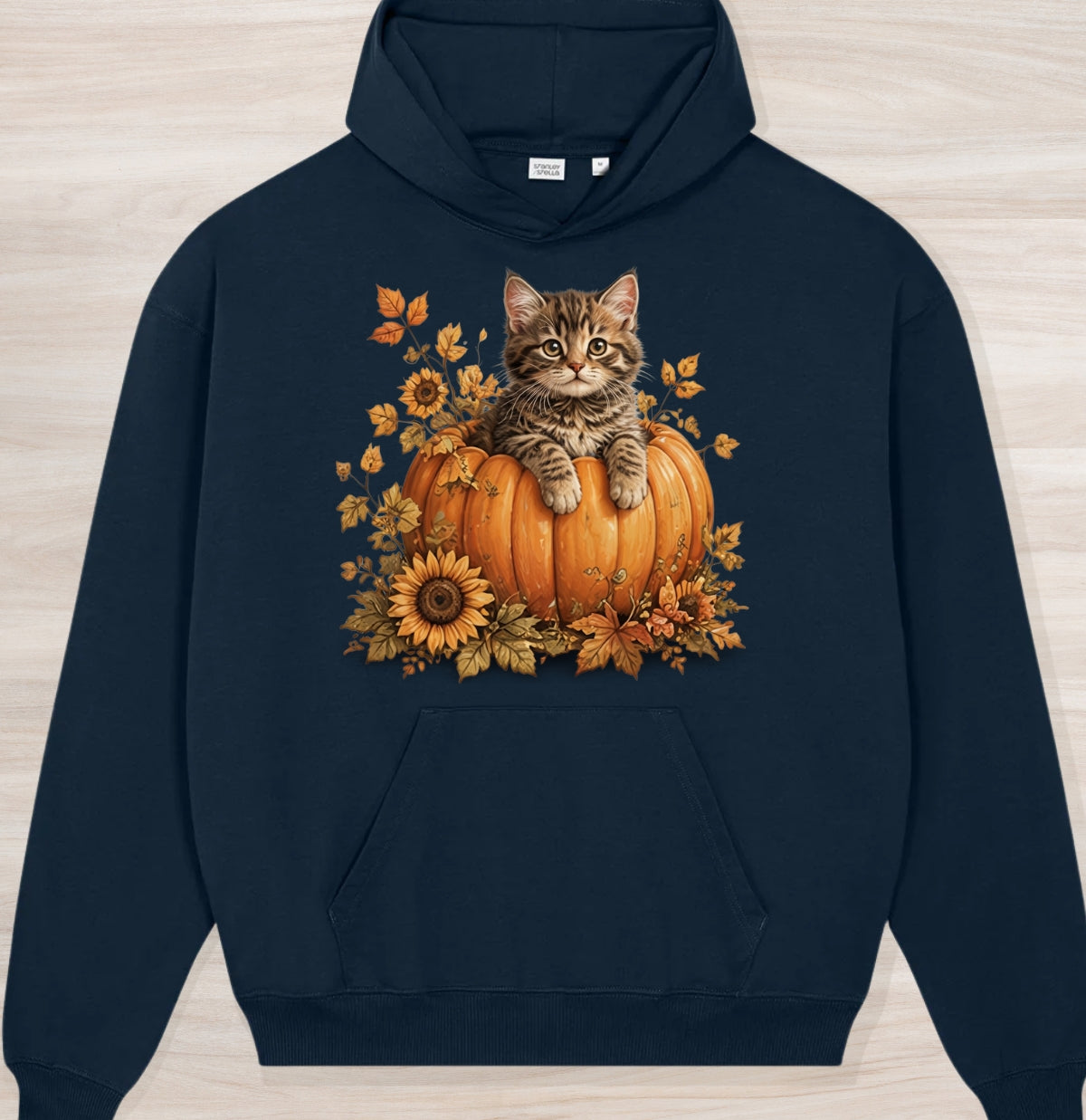 Fall Pumpkin Kitten Organic Oversized Hoodie