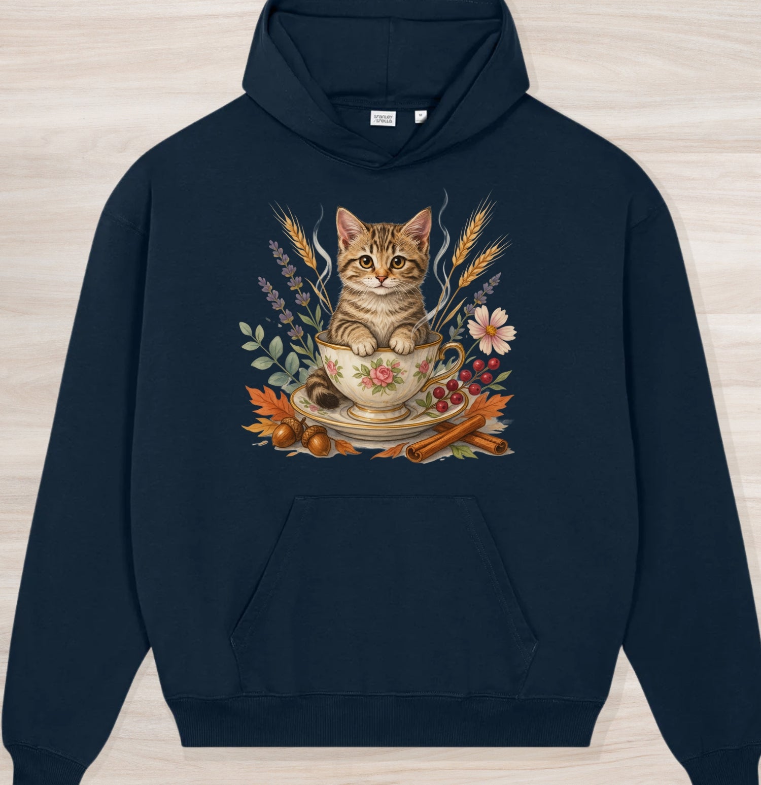 Fall Teacup Kitten Organic Oversized Hoodie