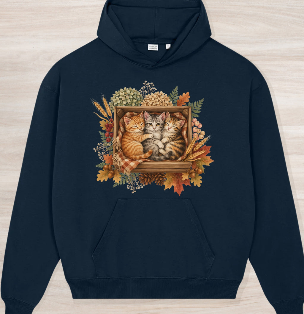 Fall Sleepy Kittens II Organic Oversized Hoodie