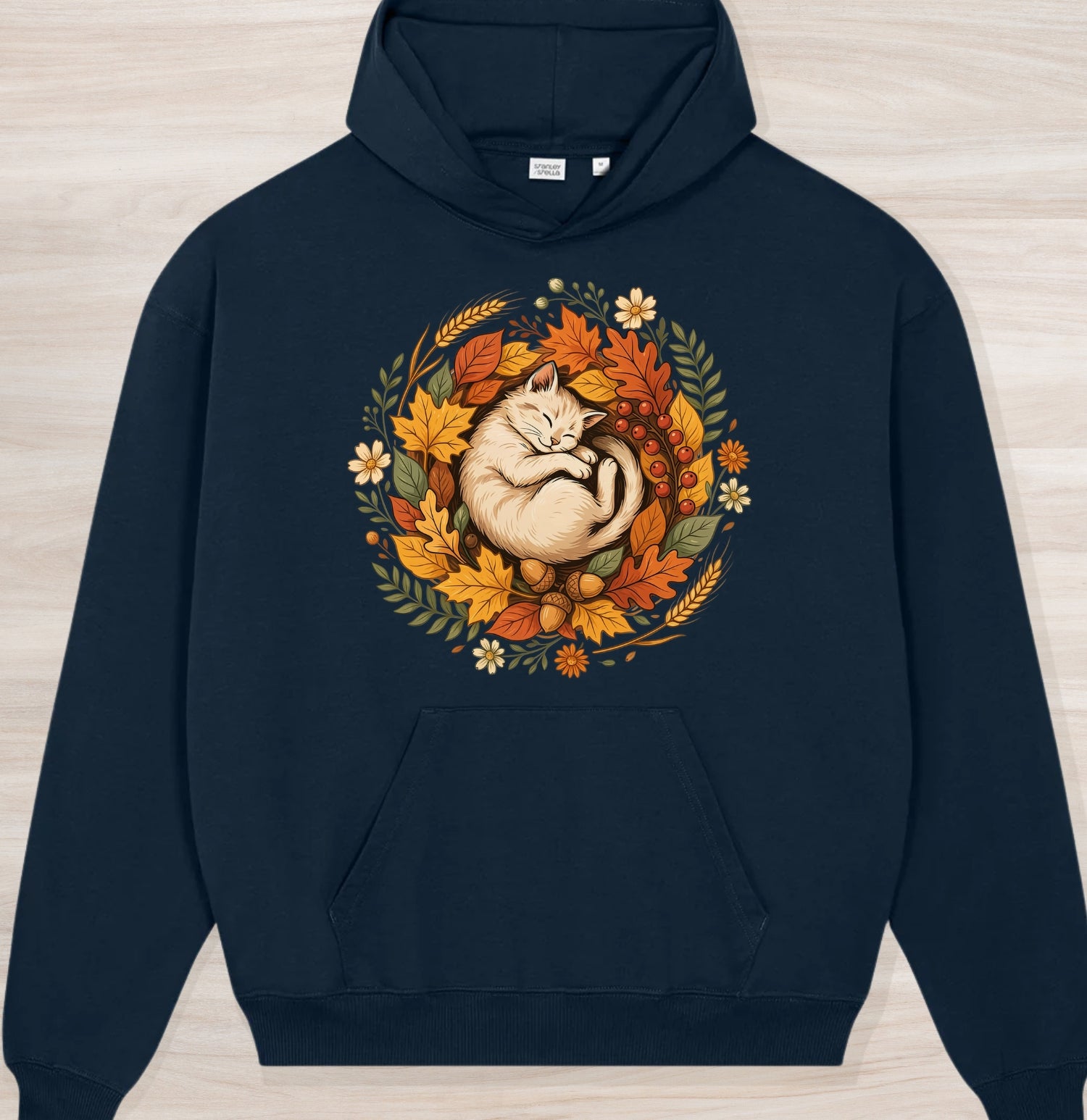 Fall Sleeping Cat Organic Oversized Hoodie
