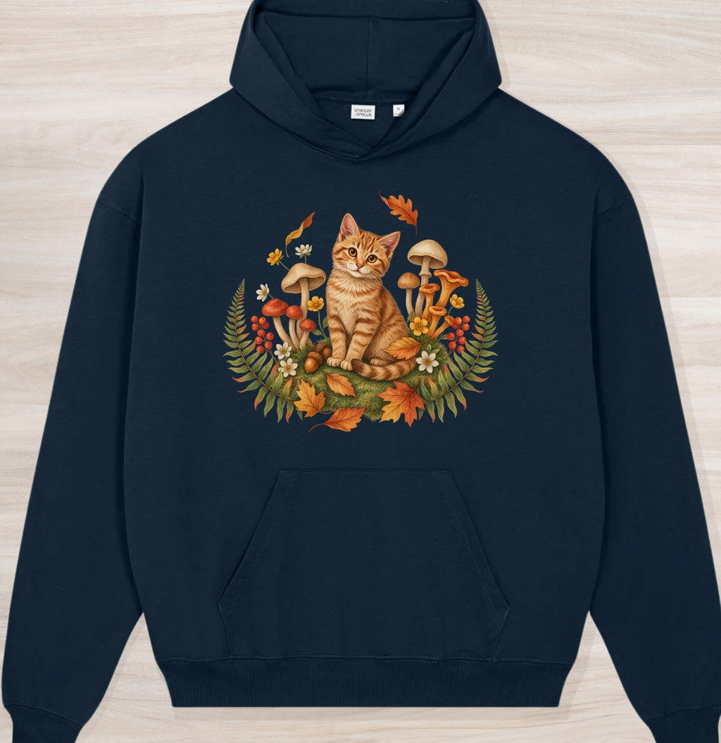 Fall Nature Kitten IV Organic Oversized Hoodie