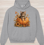 Fall Pumpkin Kitten Organic Oversized Hoodie