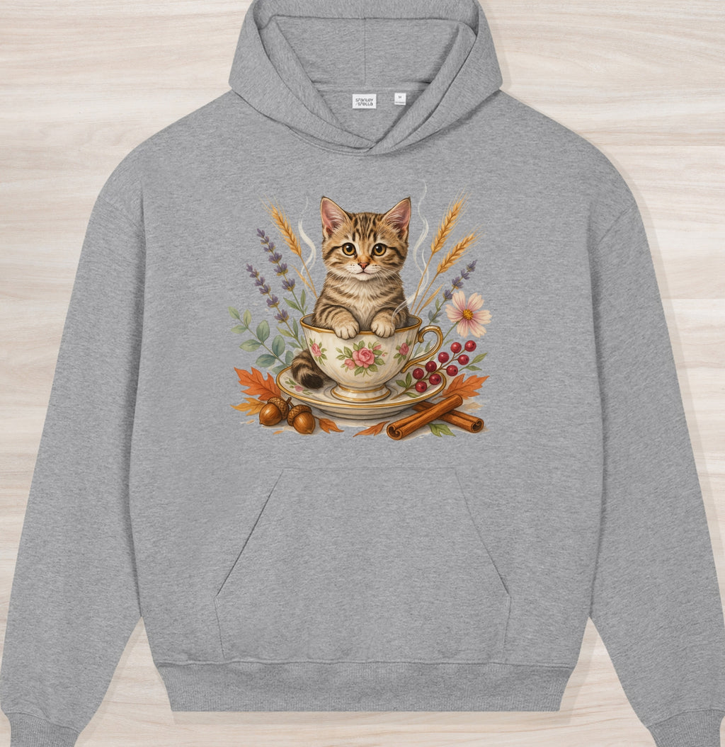 Fall Teacup Kitten Organic Oversized Hoodie