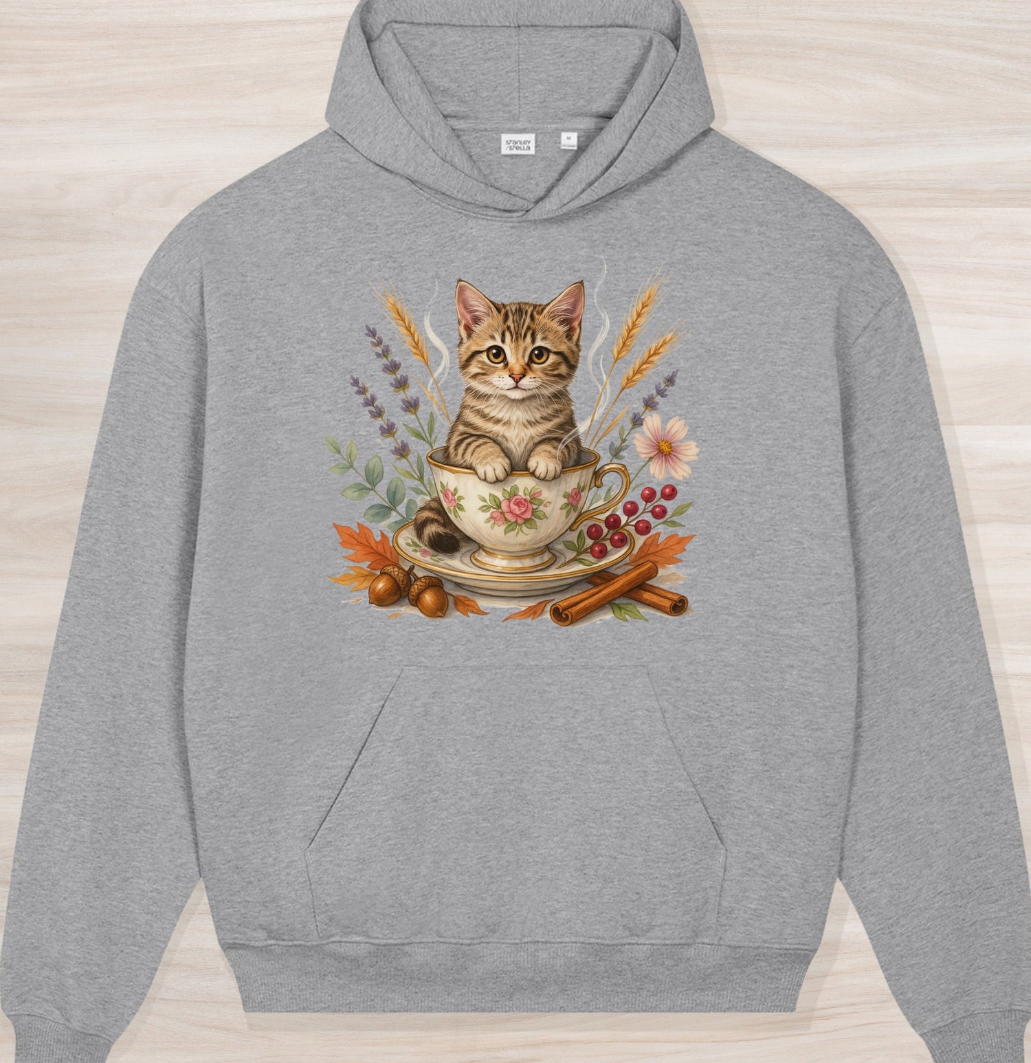 Fall Teacup Kitten Organic Oversized Hoodie