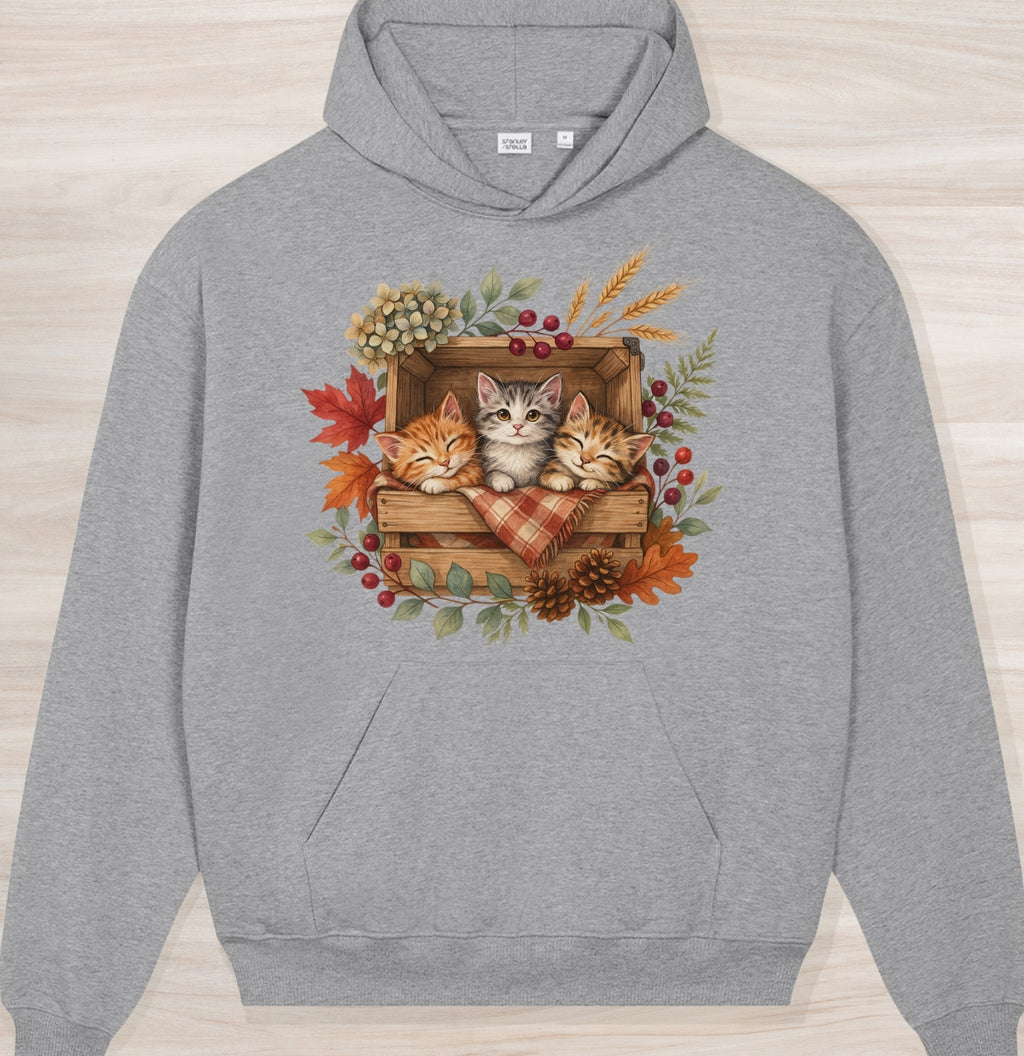 Fall Sleepy Kittens III Organic Oversized Hoodie