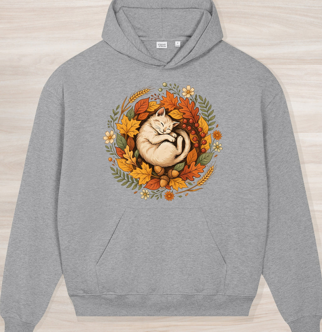 Fall Sleeping Cat Organic Oversized Hoodie