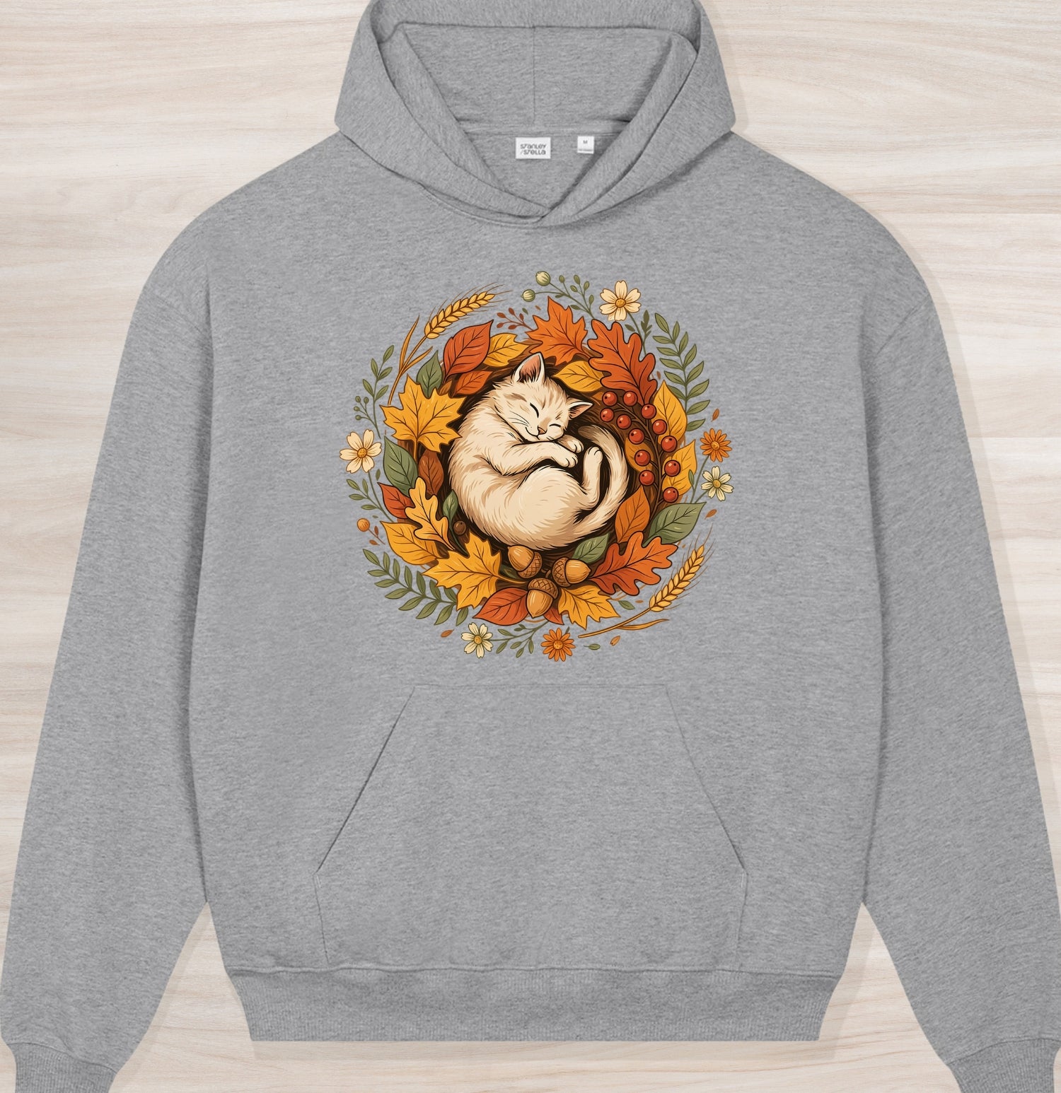 Fall Sleeping Cat Organic Oversized Hoodie