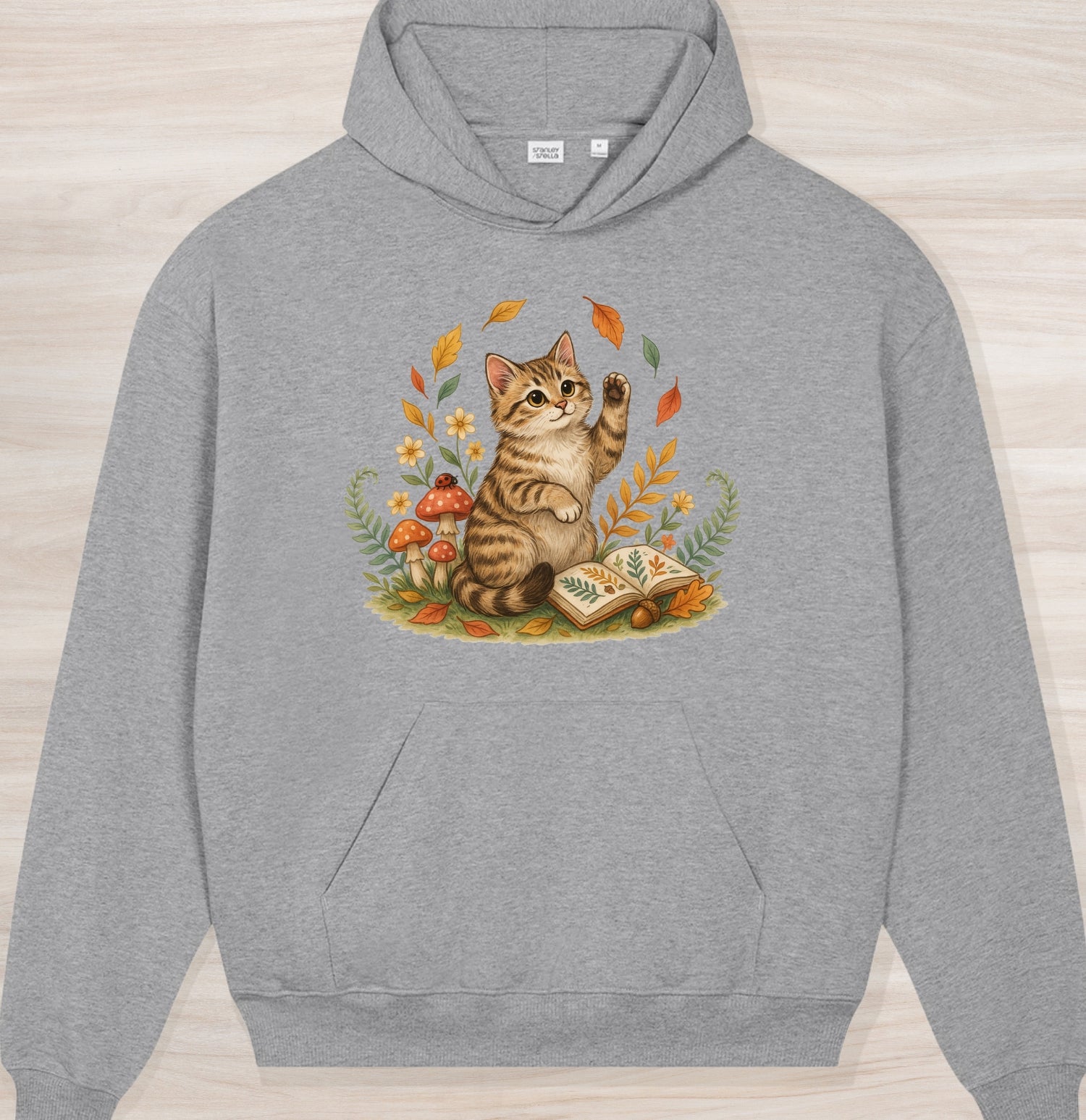 Fall Nature Kitten Organic Oversized Hoodie