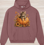 Fall Pumpkin Kitten Organic Oversized Hoodie