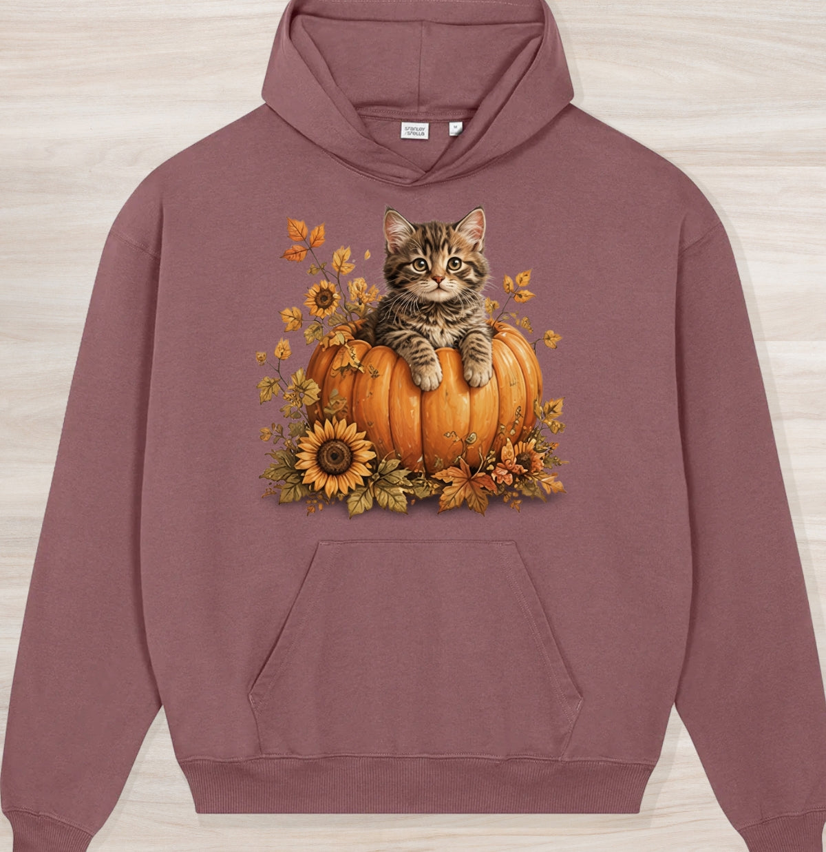 Fall Pumpkin Kitten Organic Oversized Hoodie
