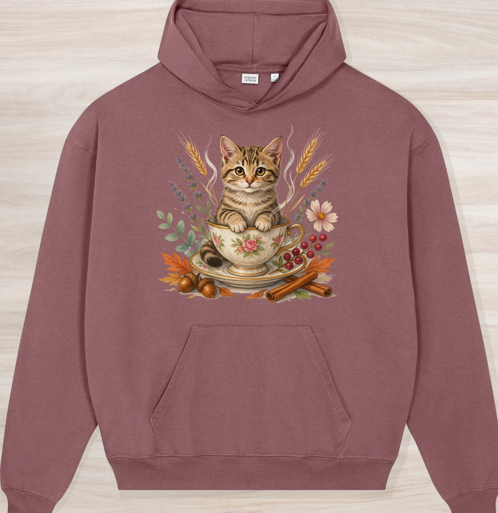 Fall Teacup Kitten Organic Oversized Hoodie