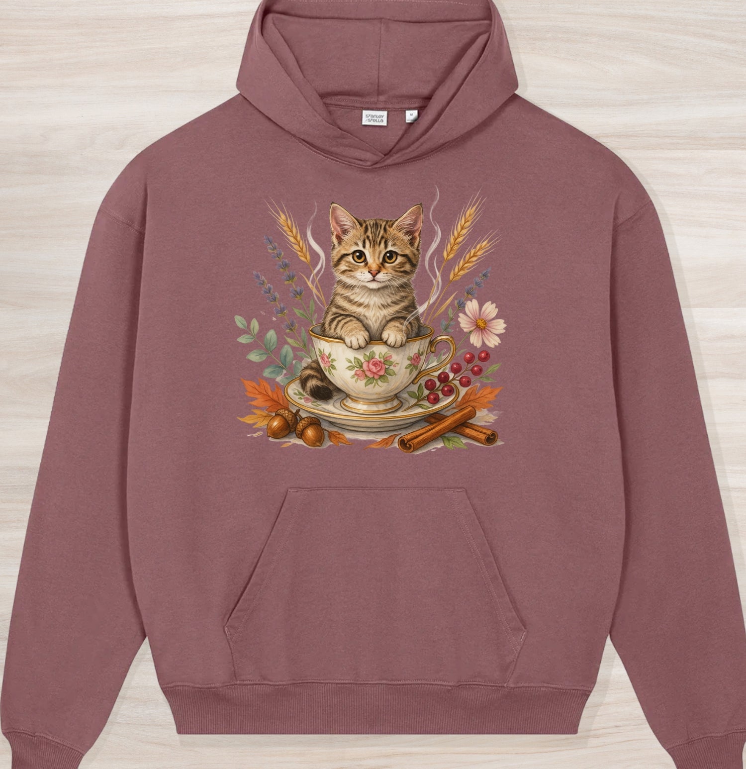 Fall Teacup Kitten Organic Oversized Hoodie