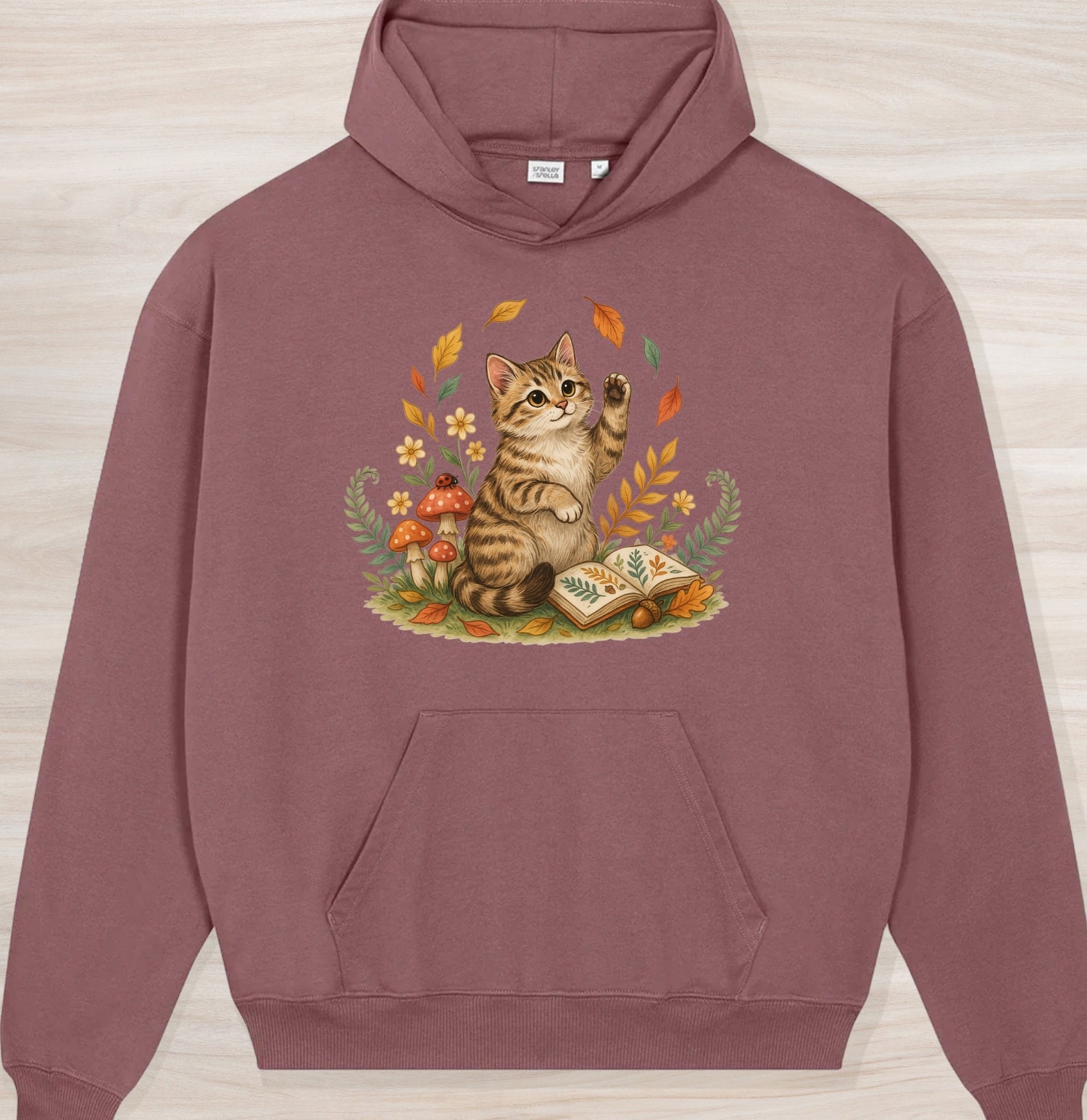 Fall Nature Kitten Organic Oversized Hoodie