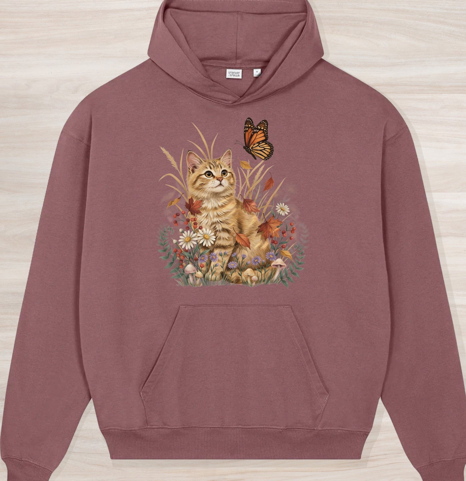 Fall Nature Kitten Organic Oversized Hoodie