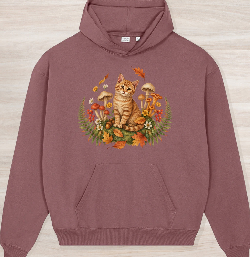Fall Nature Kitten IV Organic Oversized Hoodie