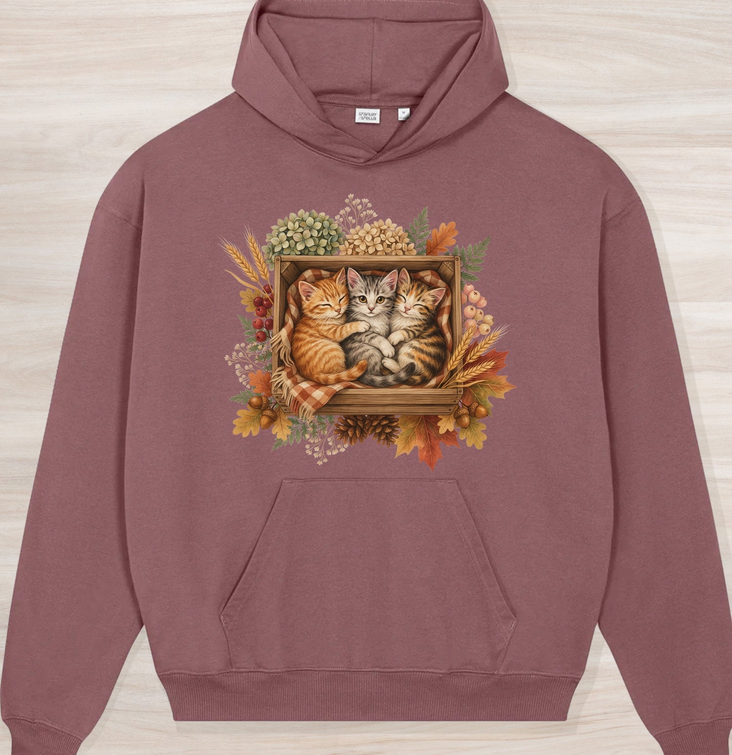 Fall Sleepy Kittens II Organic Oversized Hoodie