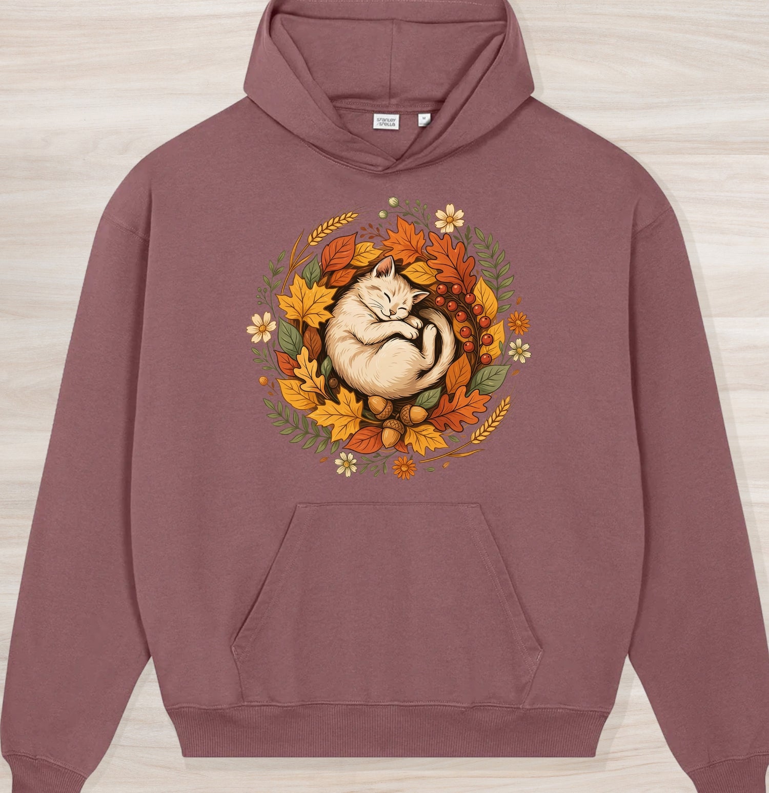 Fall Sleeping Cat Organic Oversized Hoodie