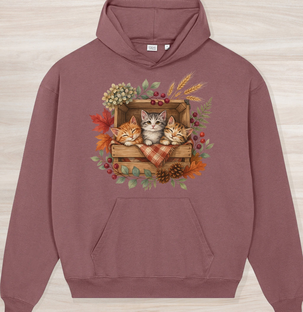 Fall Sleepy Kittens III Organic Oversized Hoodie